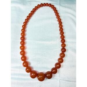 Chunky Natural Butterscotch Amber Graduated Bead Statement Necklace